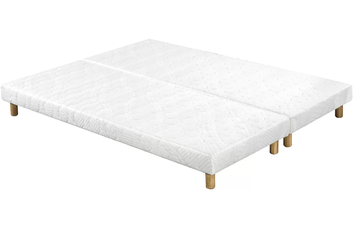 Miliboo Cama Matrimonial | Colchón Y Somier-Cama 160 × 200 cm con somieres tapizados y colchón viscoelástico BENJI