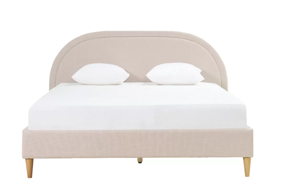 Miliboo Cama Matrimonial-Cama de 2 plazas 160 x 200 cm de tela beige CHARLINE