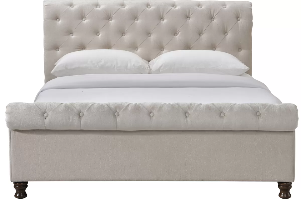 Miliboo Cama Matrimonial-Cama doble 160*200 terciopelo RILEY