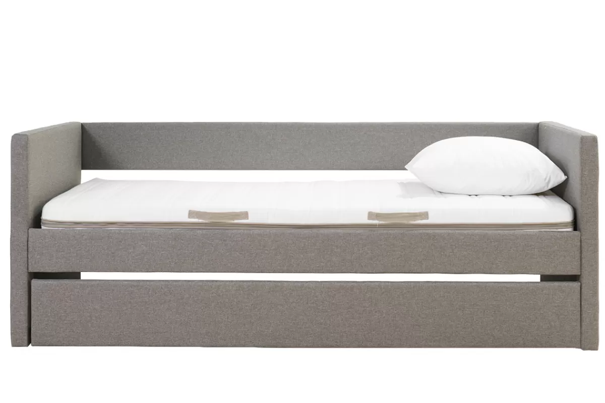 Miliboo Cama Matrimonial | Cama Para Niños-Cama nido de tela gris 90 x 190 cm ELIE