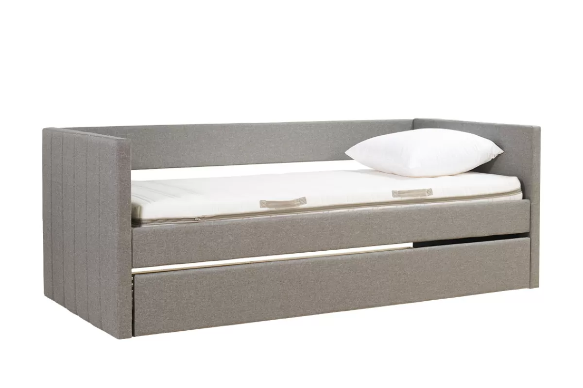 Miliboo Cama Matrimonial | Cama Para Niños-Cama nido de tela gris 90 x 190 cm ELIE