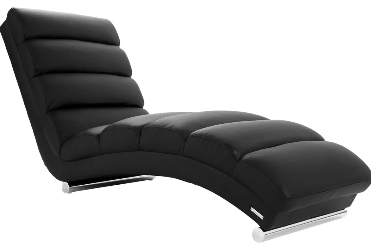 Miliboo Sillones De Relax | Sillón-Chaise Longue de diseño negra TAYLOR