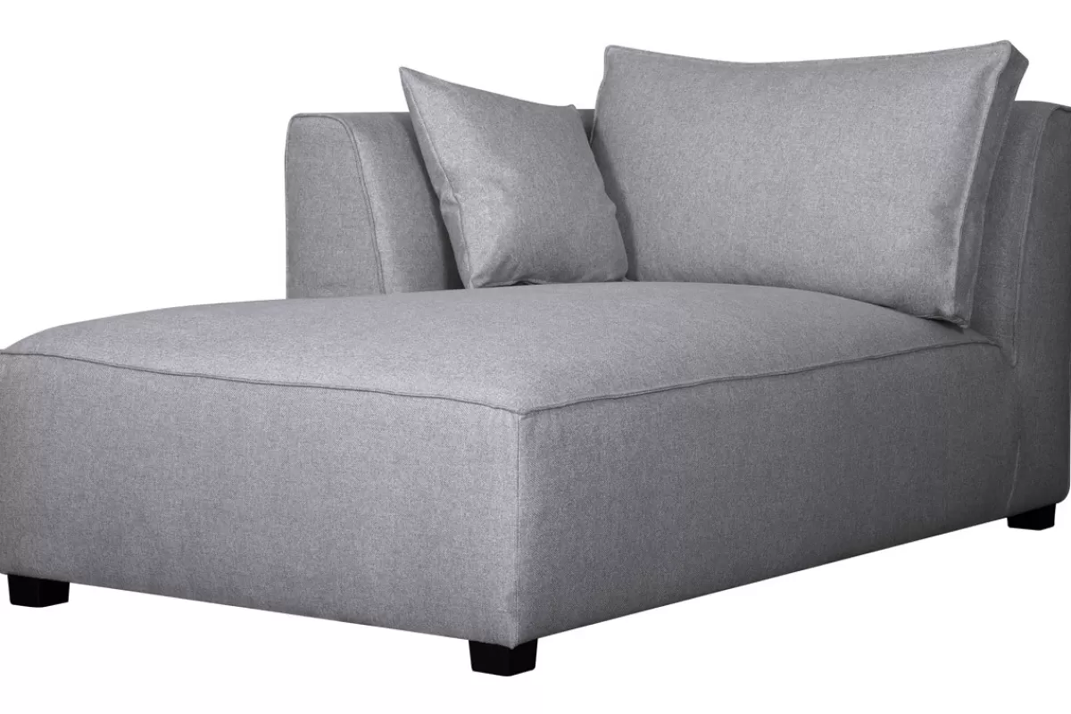 Miliboo Sofá Esquinero-Chaise longue esquina izquierda tejido gris perla PLURIEL
