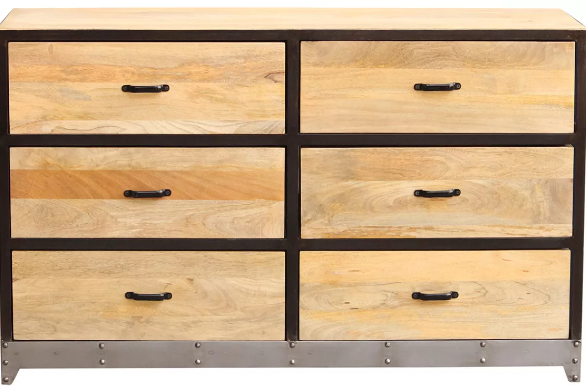 Miliboo Cómodas | Cómodas-Cómoda 6 cajones madera y metal INDUSTRIA