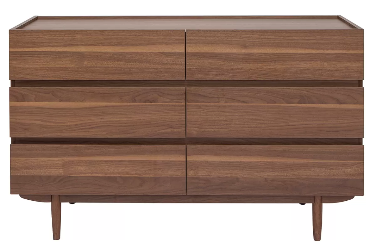 Miliboo Cómodas | Cómodas-Cómoda de 6 cajones de madera oscura 120 cm SANAA