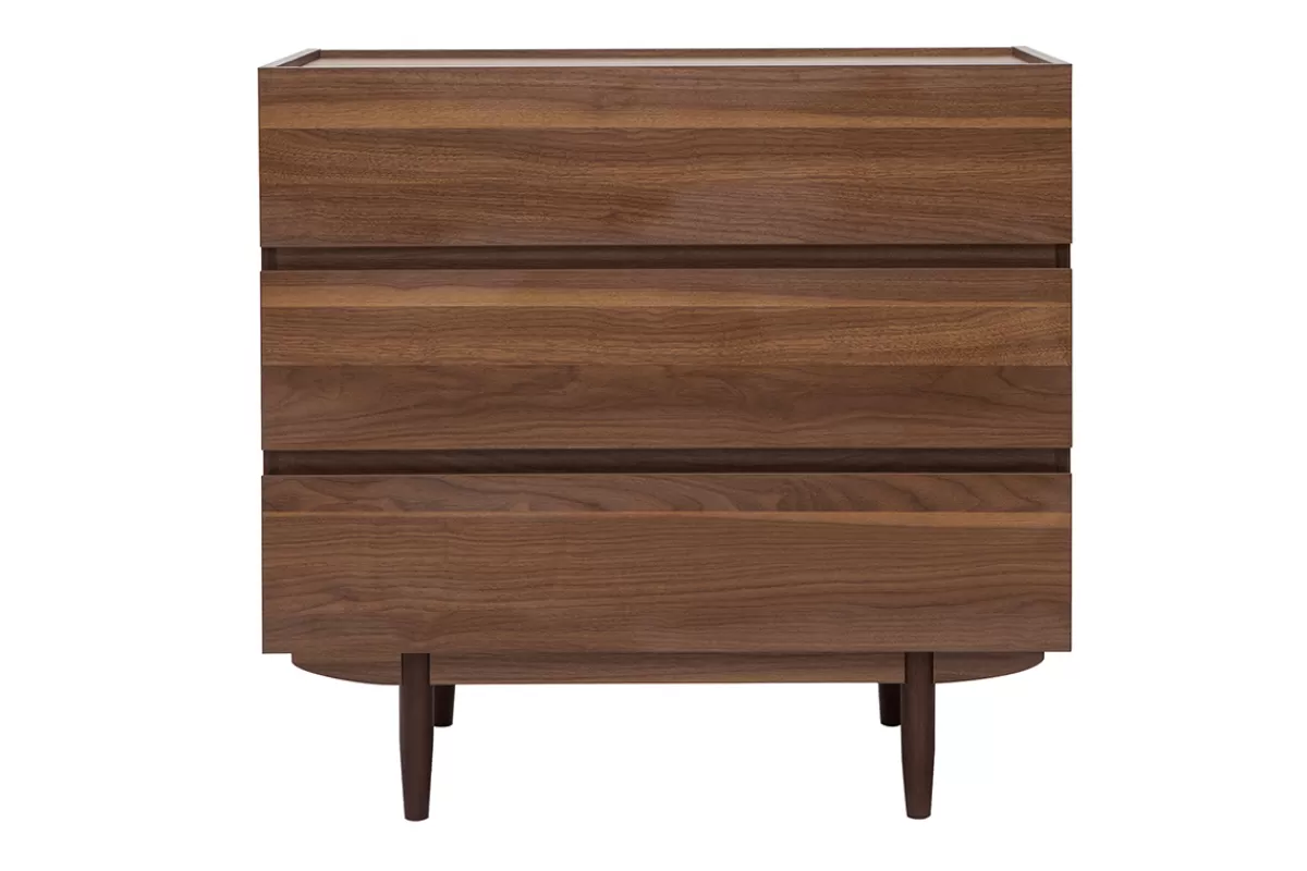 Miliboo Cómodas | Cómodas-Cómoda de 3 cajones de madera oscura 80 cm SANAA