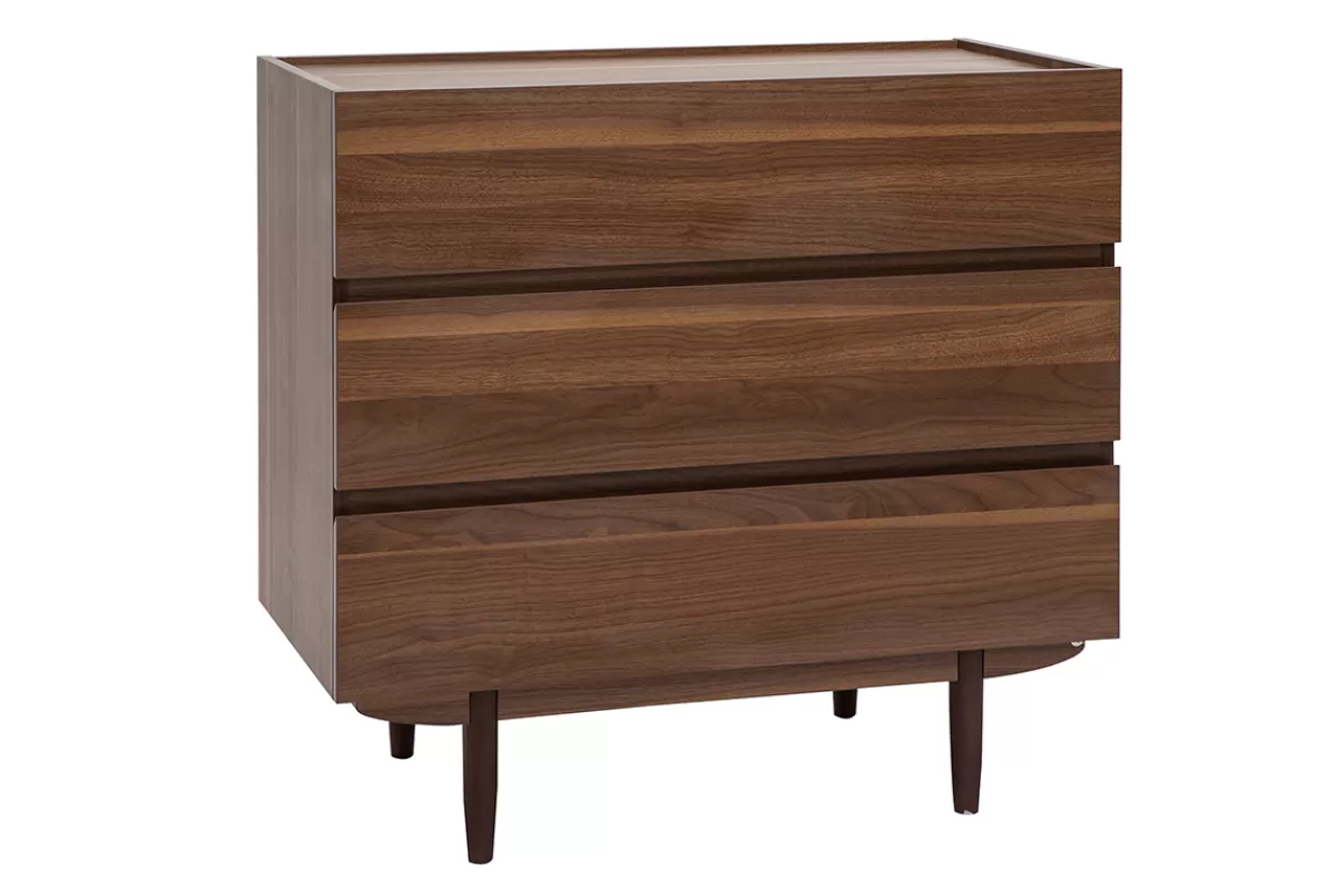 Miliboo Cómodas | Cómodas-Cómoda de 3 cajones de madera oscura 80 cm SANAA