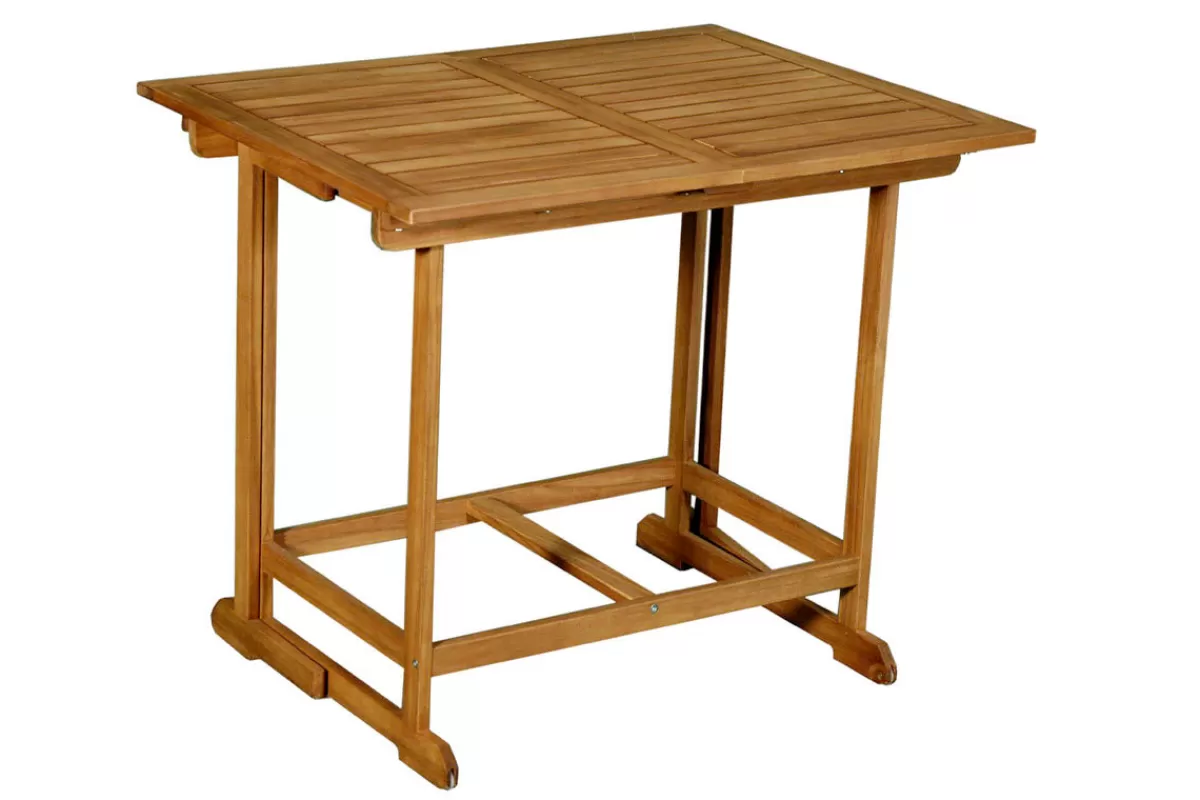 Miliboo Silla De Jardín | Mesa De Jardín-Conjunto de mesa extensible con almacenaje y 4 sillas plegables de madera maciza CARMEN