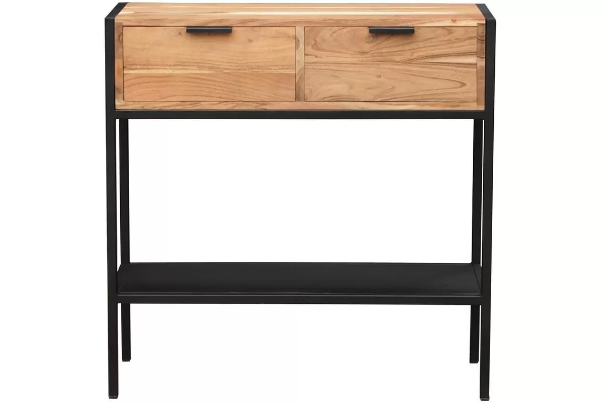 Miliboo Consolas-Consola en acacia y metal negro 2 cajones ARTHUS