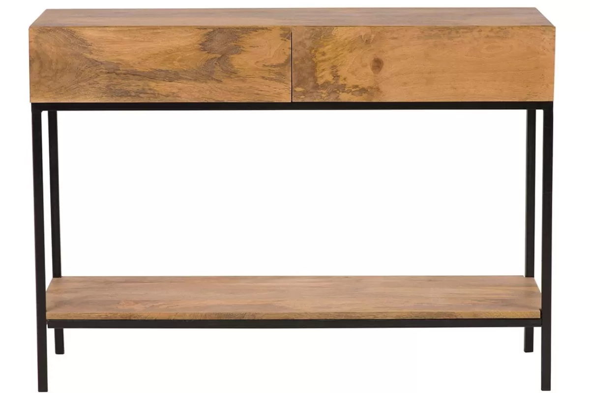 Miliboo Bibliotecas & Estanterías | Bibliotecas & Estanterías-Consola industrial mango y metal L110 cm YPSTER