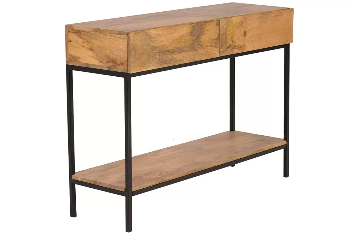 Miliboo Bibliotecas & Estanterías | Bibliotecas & Estanterías-Consola industrial mango y metal L110 cm YPSTER