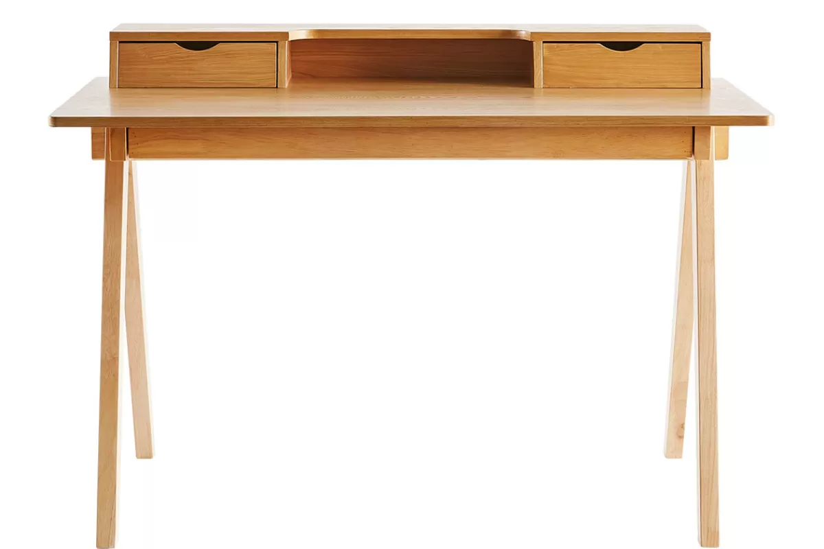 Miliboo Escritorio Design-Escritorio con almacenaje de madera clara 120 cm PULITO