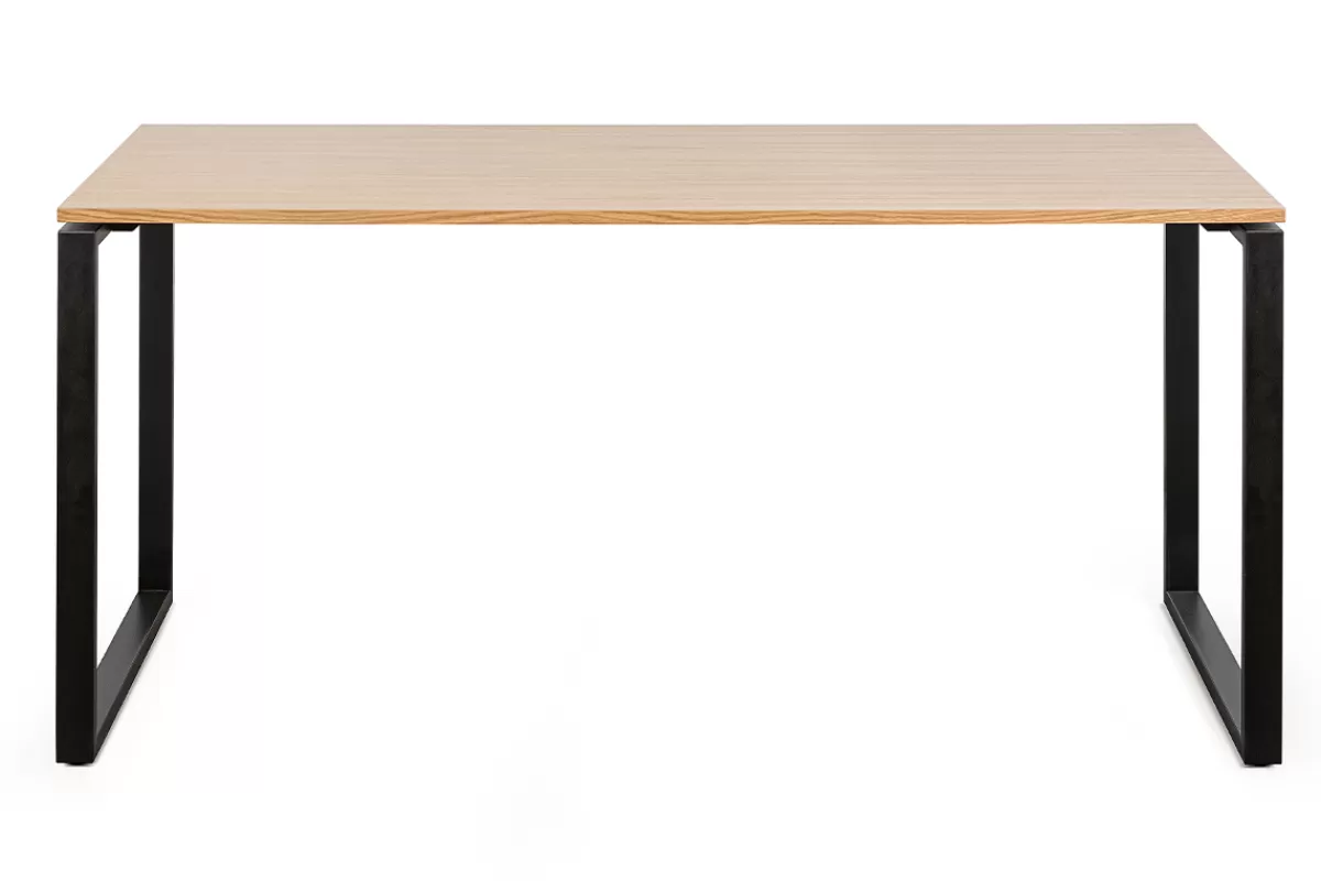Miliboo Escritorio Design-Escritorio con tablero de contrachapado de roble con patas de metal negro 160 cm OPAL