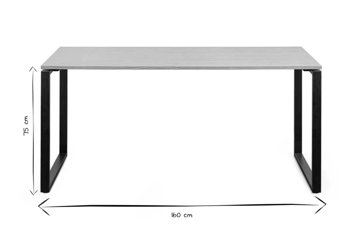 Miliboo Escritorio Design-Escritorio con tablero de contrachapado de roble con patas de metal negro 160 cm OPAL