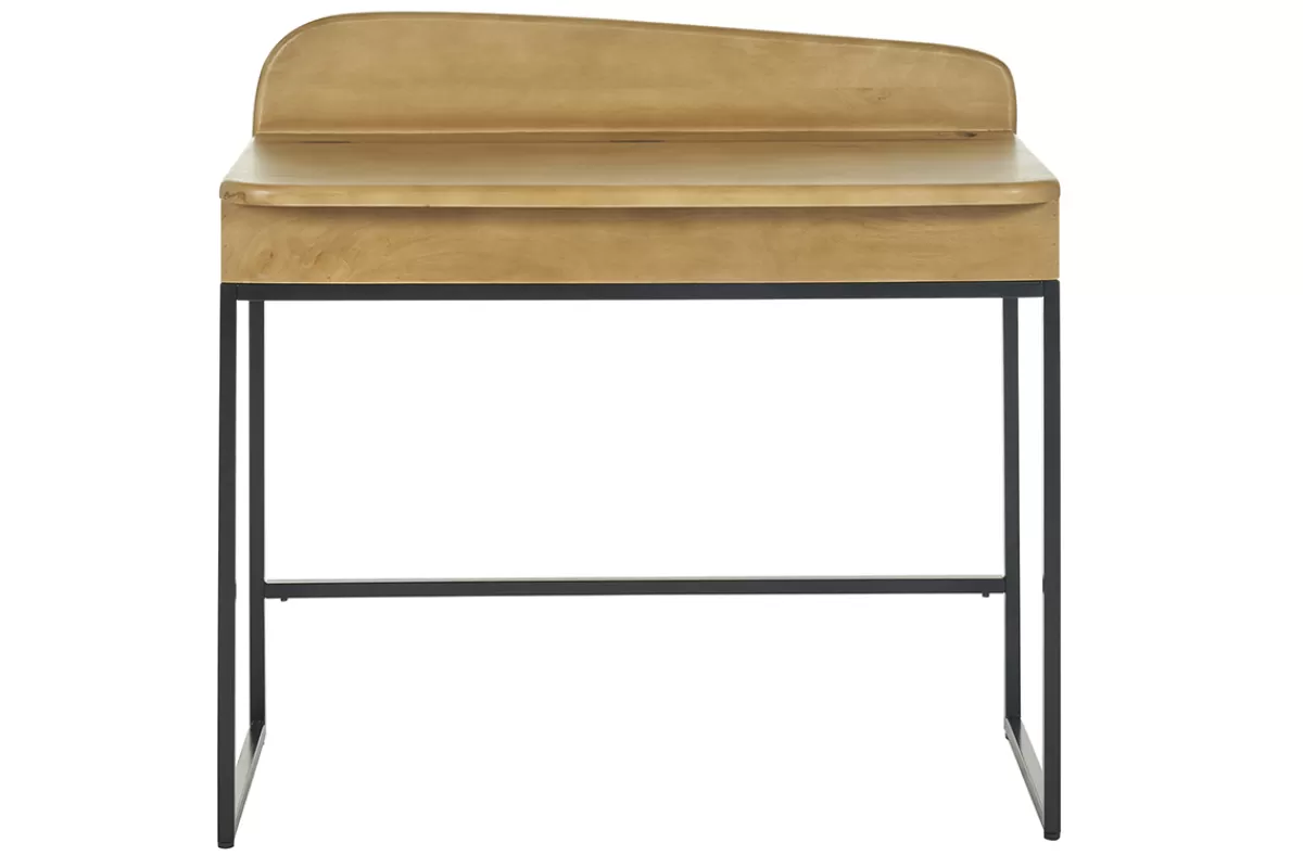 Miliboo Escritorio Design-Escritorio de madera maciza de mango con almacenaje 100 cm SHIVA