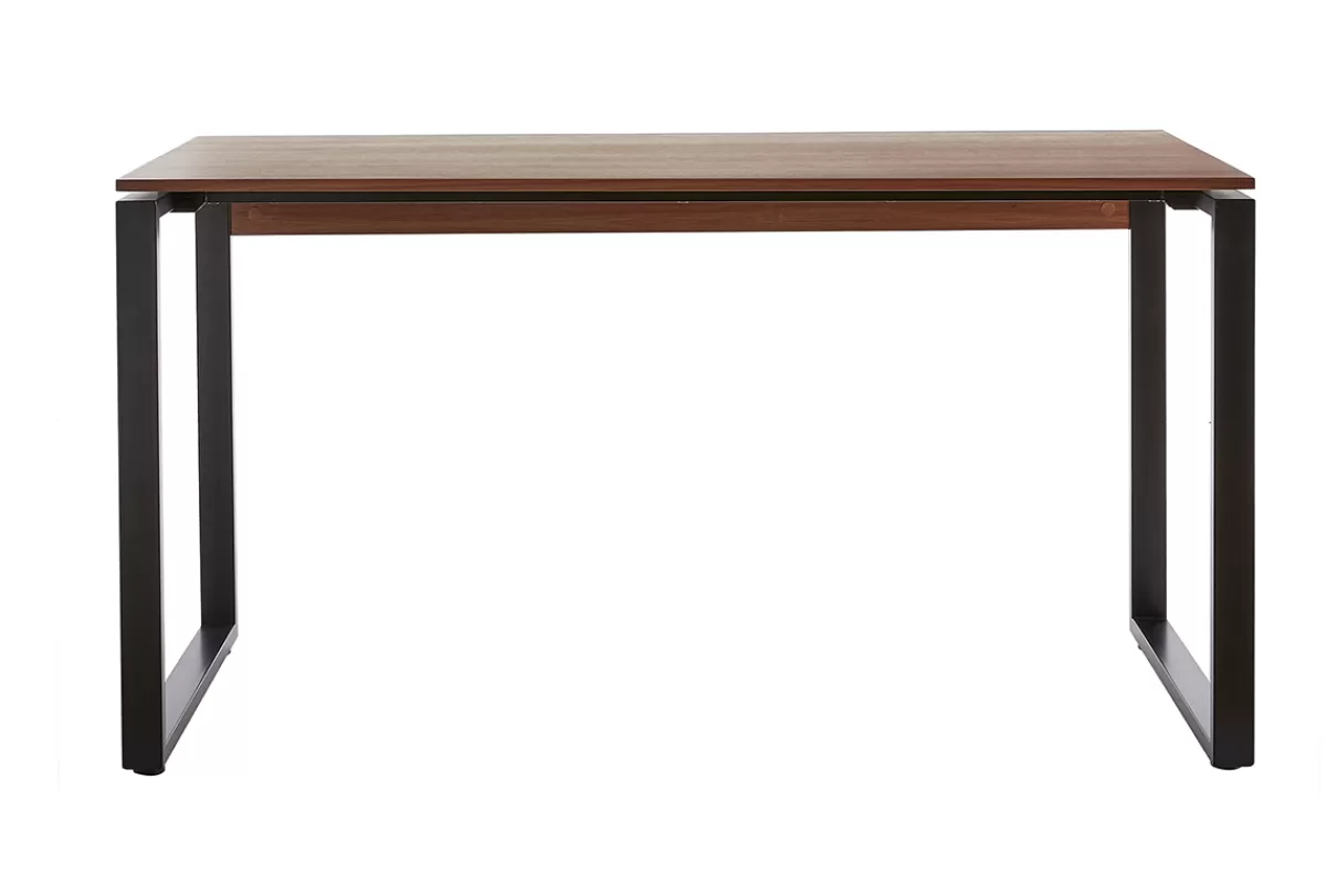 Miliboo Escritorio Design-Escritorio de madera oscura y metal negro 138 cm OPAL