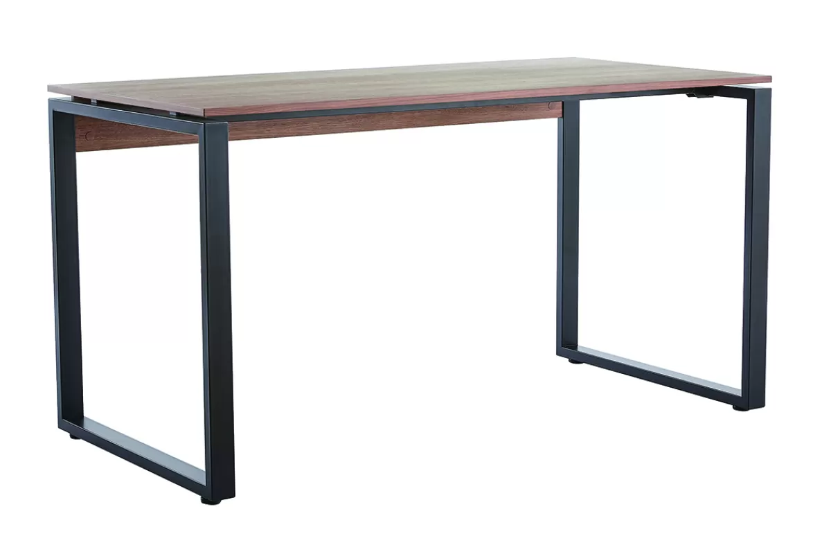 Miliboo Escritorio Design-Escritorio de madera oscura y metal negro 138 cm OPAL