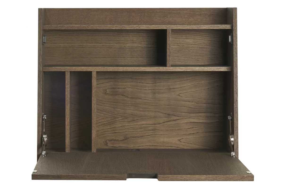 Miliboo Escritorio Design-Escritorio de pared vintage con cajonera de madera oscura 78 cm GABIN