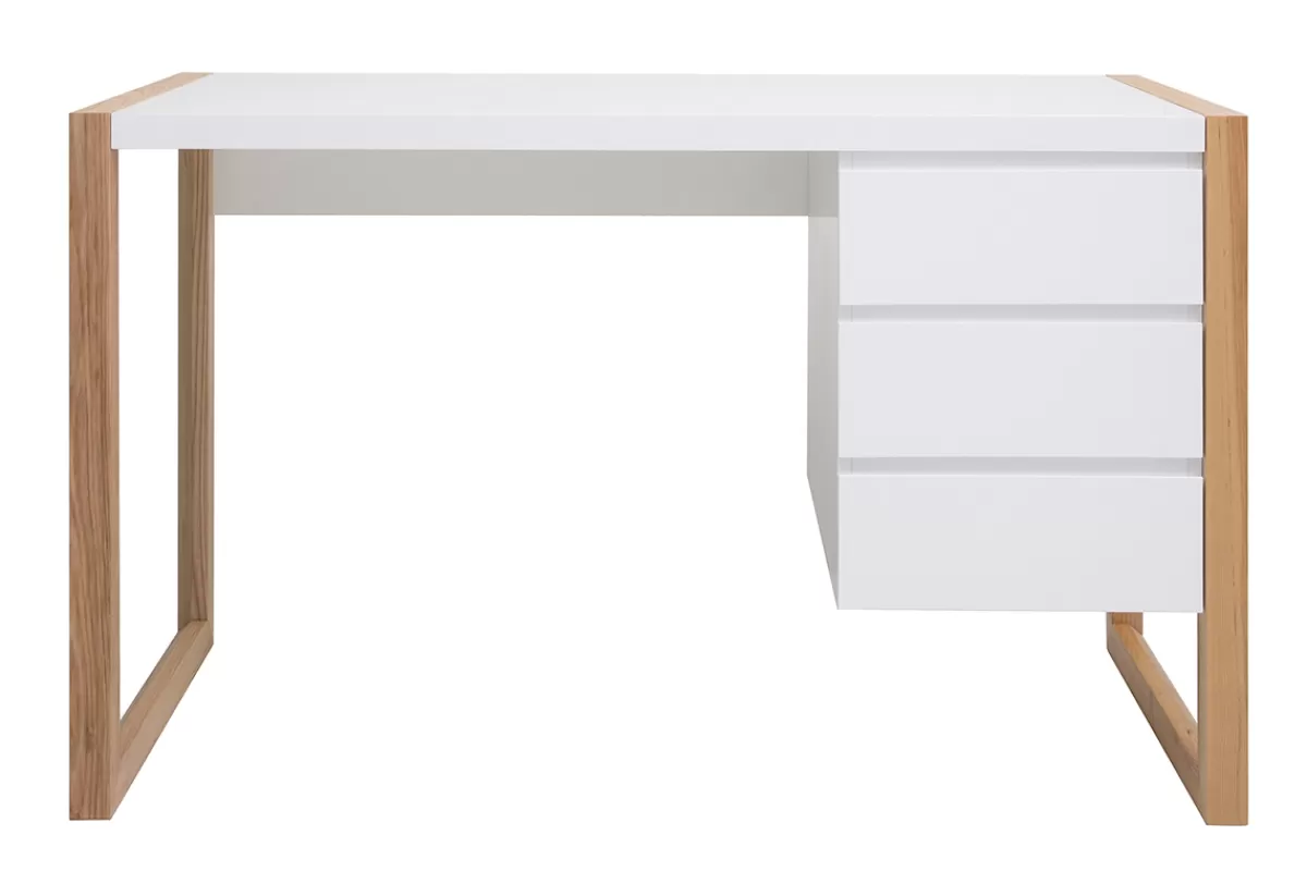 Miliboo Escritorio Design-Escritorio diseño 3 cajones blanco mate ARMEL