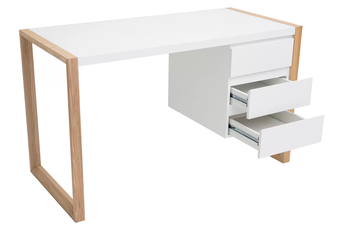 Miliboo Escritorio Design-Escritorio diseño 3 cajones blanco mate ARMEL
