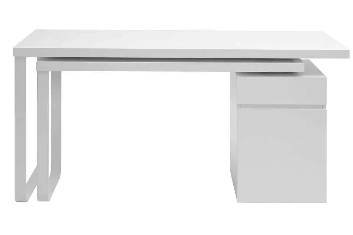 Miliboo Escritorio Design-Escritorio diseño amovible blanco brillante VOXY