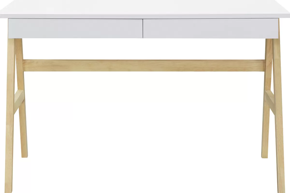 Miliboo Escritorio Design-Escritorio diseño blanco y madera BROOK