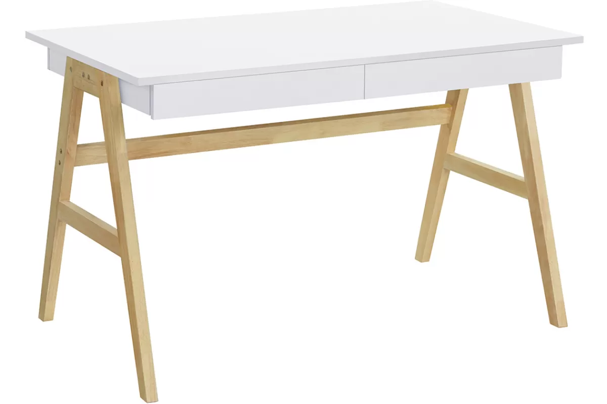 Miliboo Escritorio Design-Escritorio diseño blanco y madera BROOK