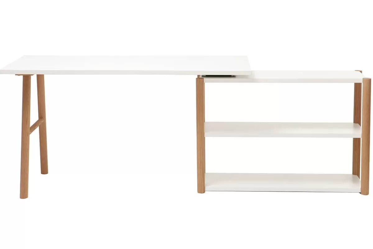 Miliboo Escritorio Design-Escritorio giratorio diseño escandinavo blanco y roble GILDA