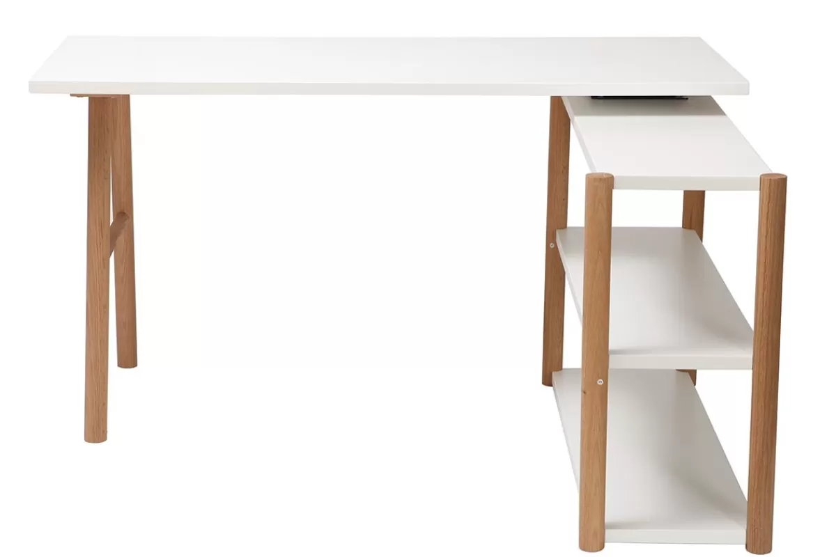 Miliboo Escritorio Design-Escritorio giratorio diseño escandinavo blanco y roble GILDA