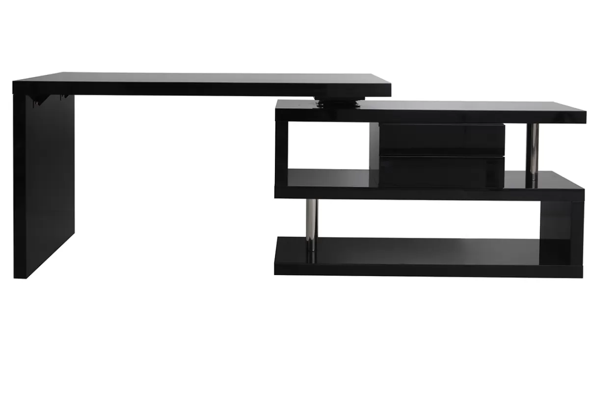 Miliboo Escritorio Design-Escritorio moderno modular con almacenaje 2 cajones amovible lacado negro MAX