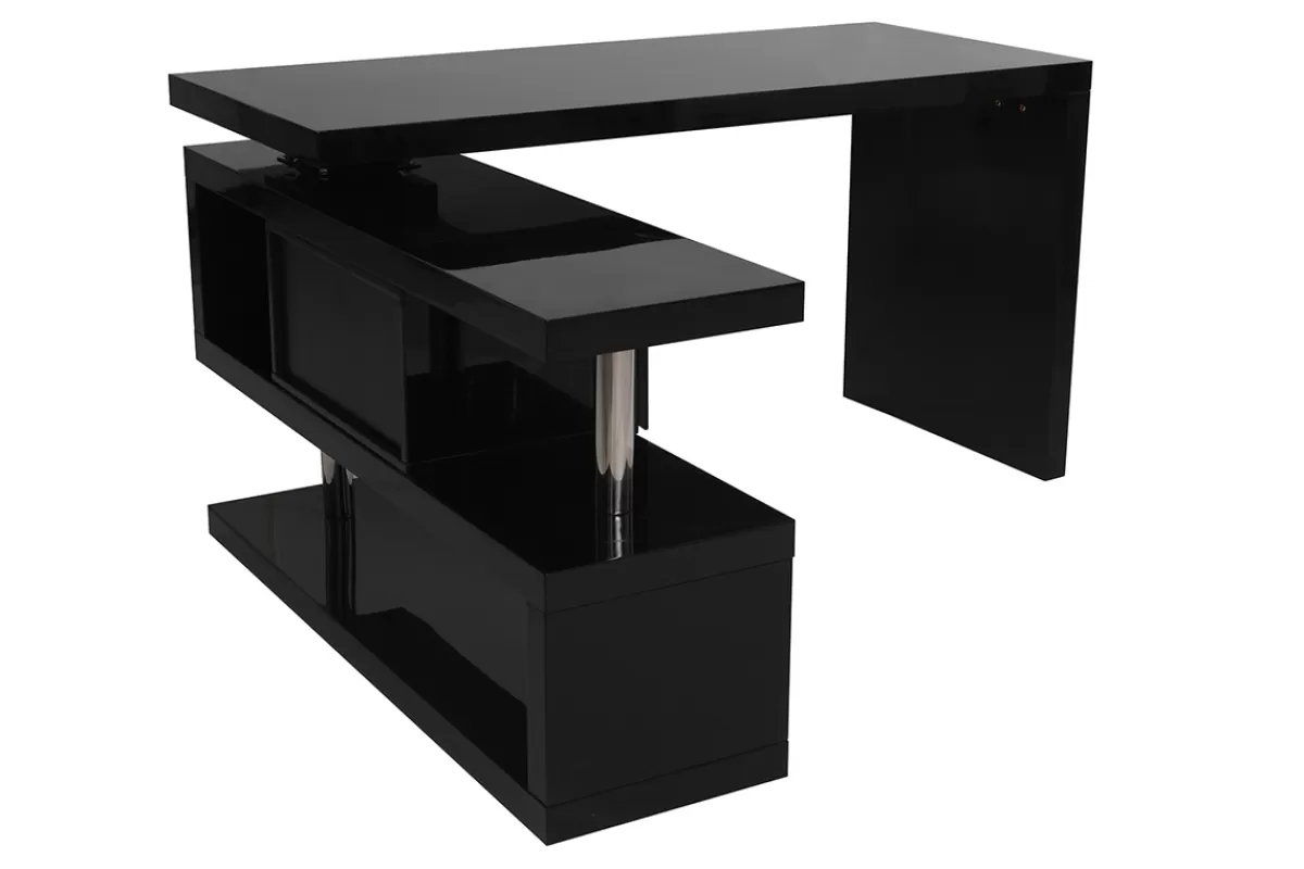 Miliboo Escritorio Design-Escritorio moderno modular con almacenaje 2 cajones amovible lacado negro MAX