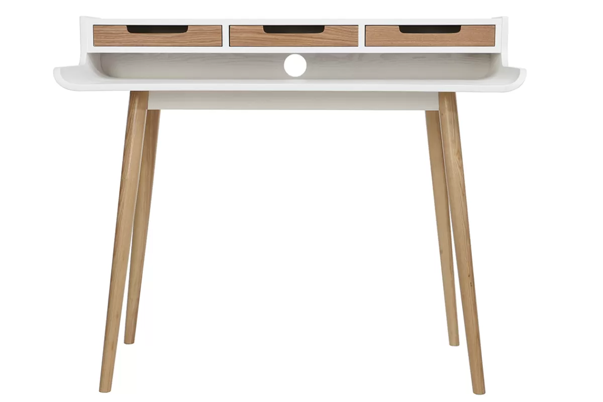 Miliboo Escritorio Design-Escritorio nórdico madera blanca con almacenaje OPUS