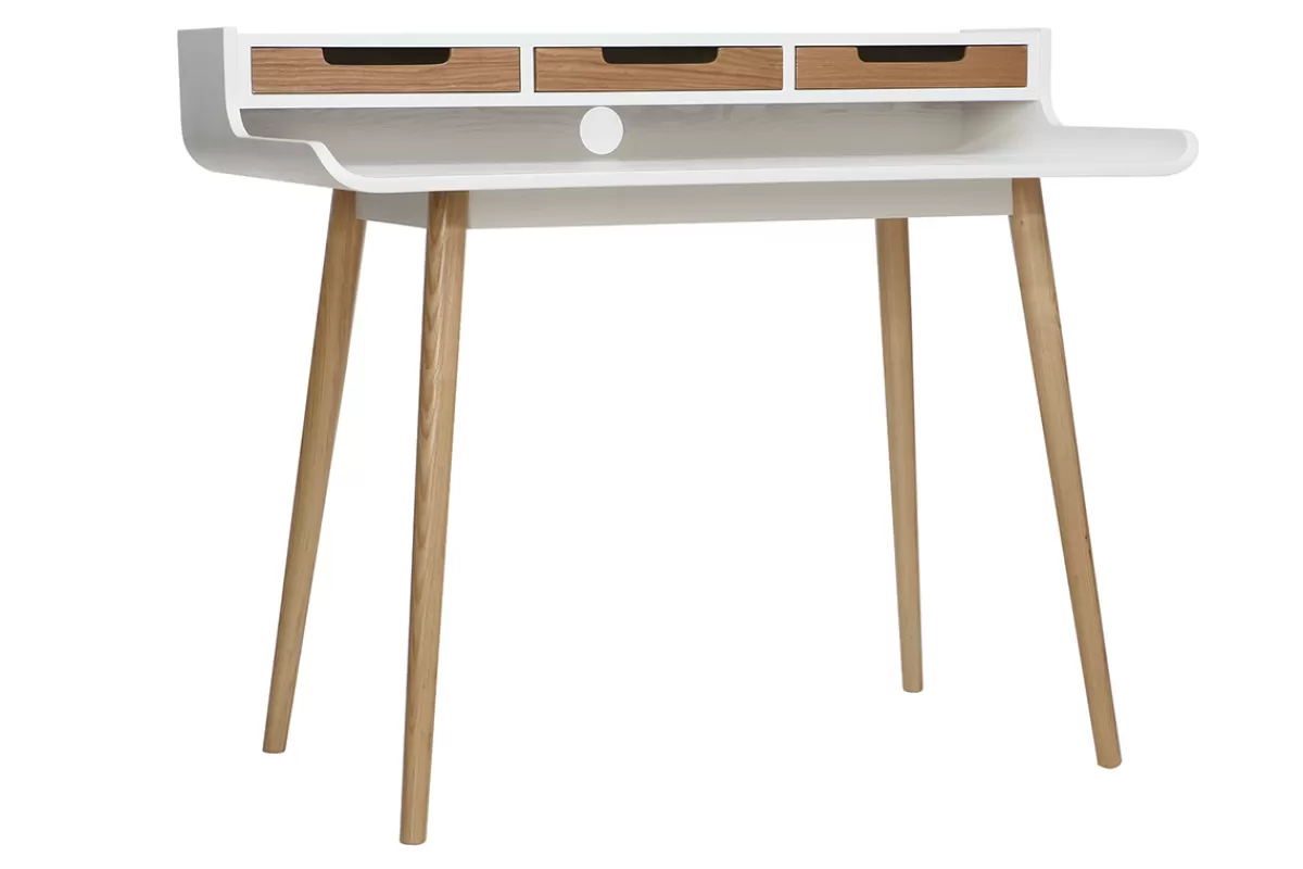 Miliboo Escritorio Design-Escritorio nórdico madera blanca con almacenaje OPUS