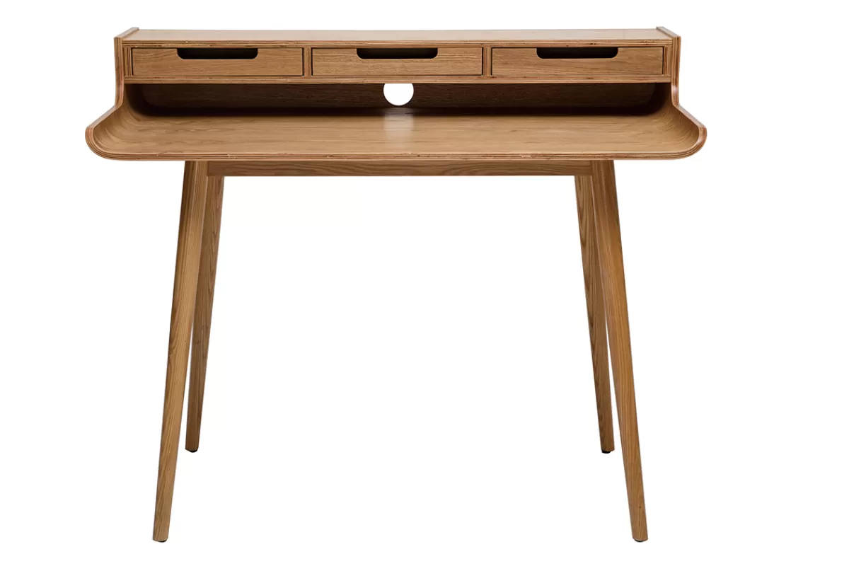 Miliboo Escritorio Design-Escritorio vintage fresno 3 cajones L110 cm OPUS