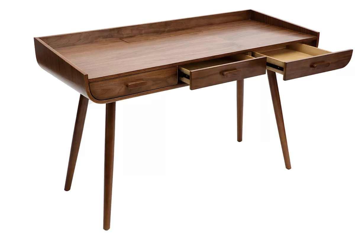 Miliboo Escritorio Design-Escritorio vintage madera nogal HALLEN