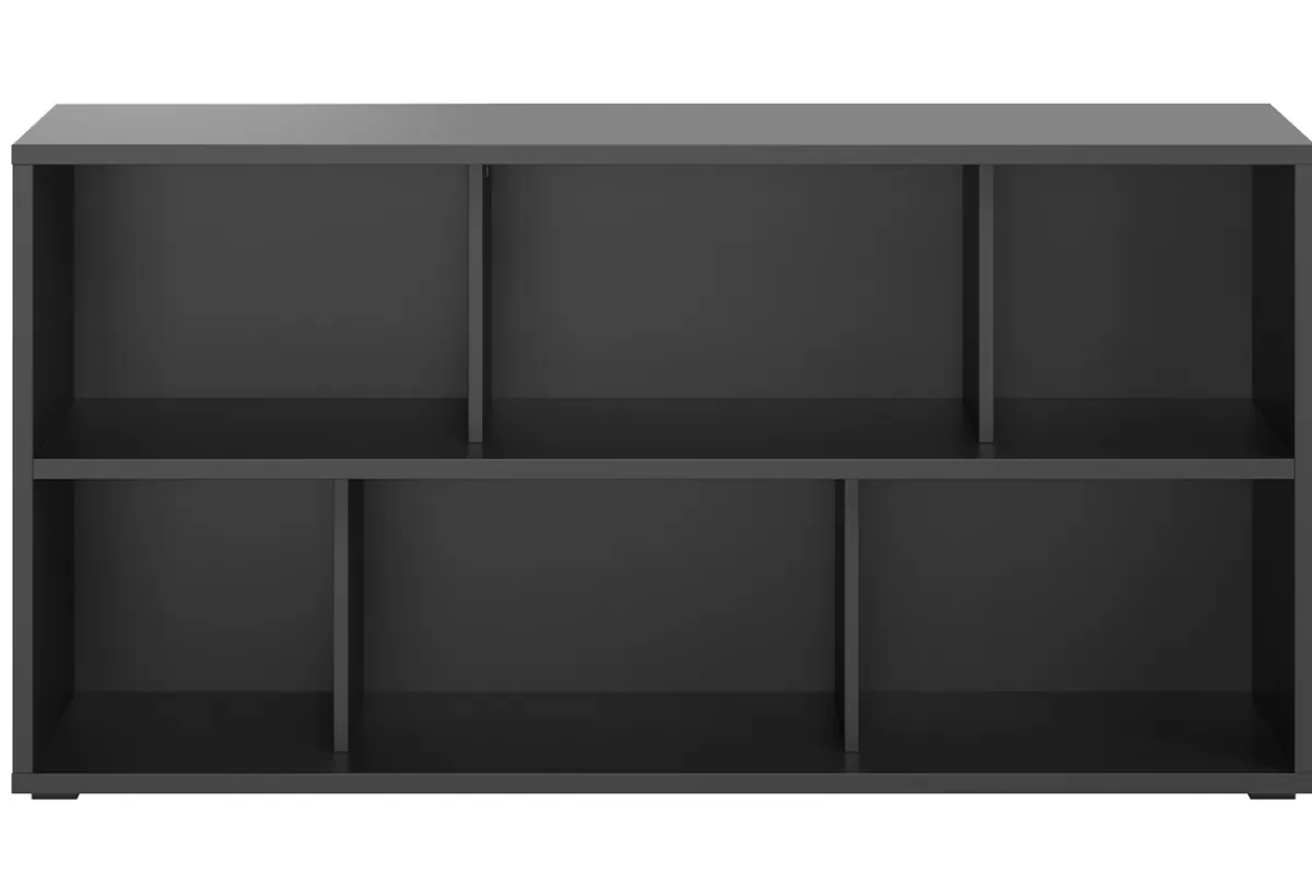 Miliboo Bibliotecas & Estanterías | Bibliotecas & Estanterías-Estantería baja acabado de madera negra 140 cm EPURE