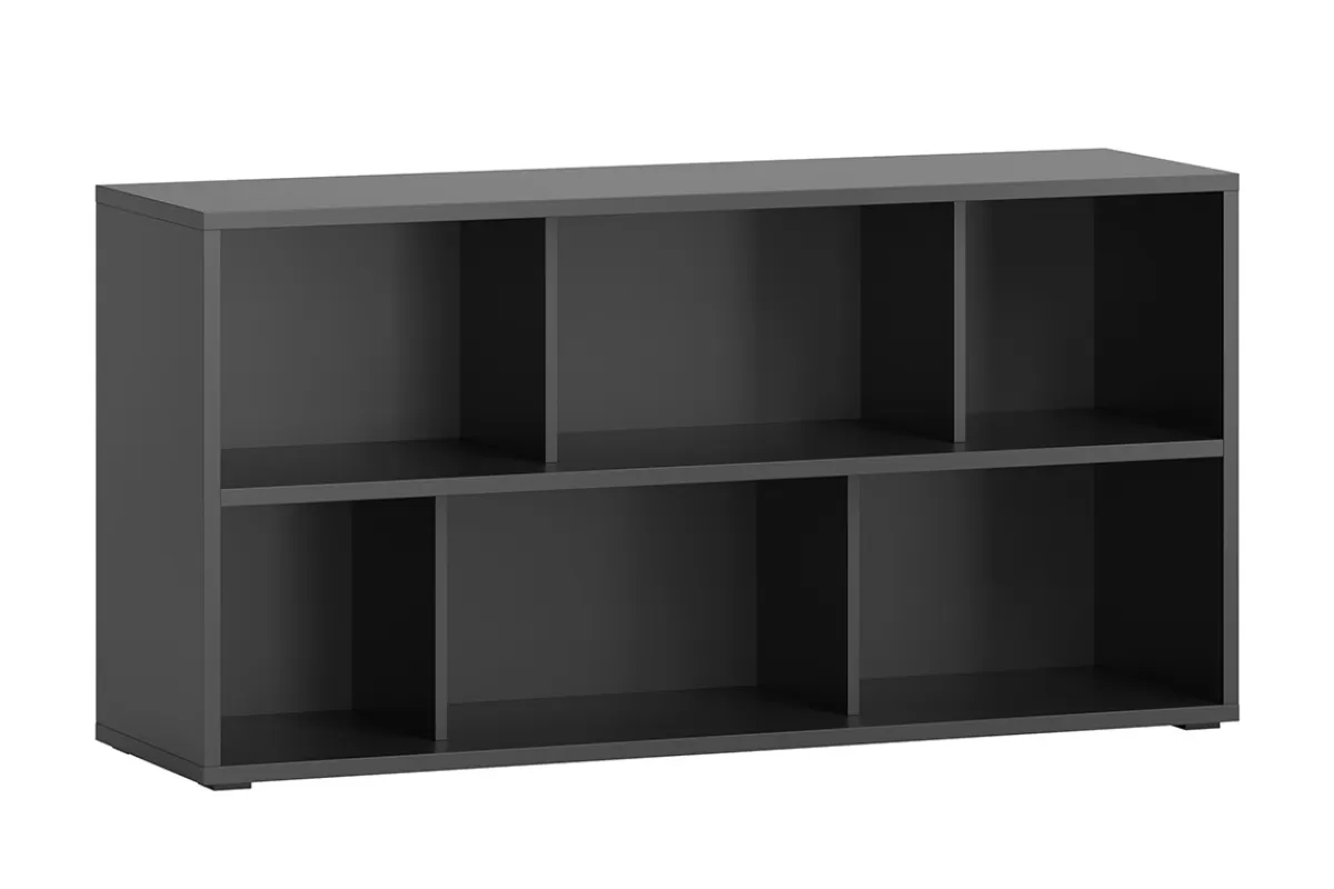 Miliboo Bibliotecas & Estanterías | Bibliotecas & Estanterías-Estantería baja acabado de madera negra 140 cm EPURE