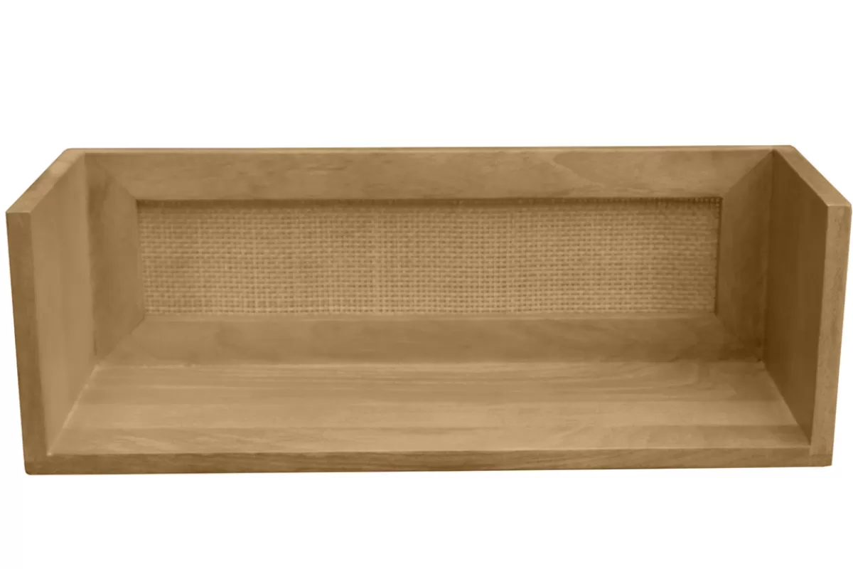 Miliboo Estantería-Estantería de pared de madera maciza de mango y caña de ratán 60 cm ACANGE