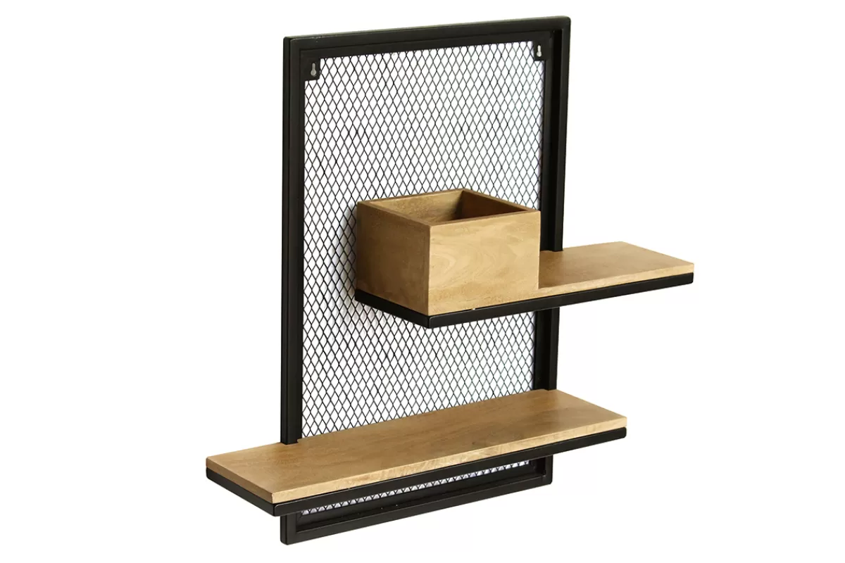 Miliboo Estantería-Estantería de pared doble en metal y mango macizo A60 cm RACK