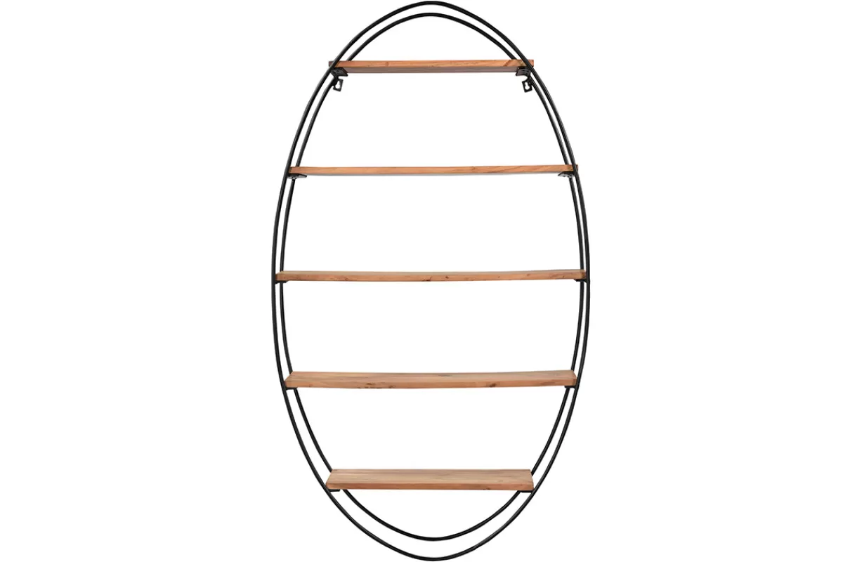 Miliboo Bibliotecas & Estanterías | Bibliotecas & Estanterías-Estantería de pared oval en acacia y metal A130 cm HANG