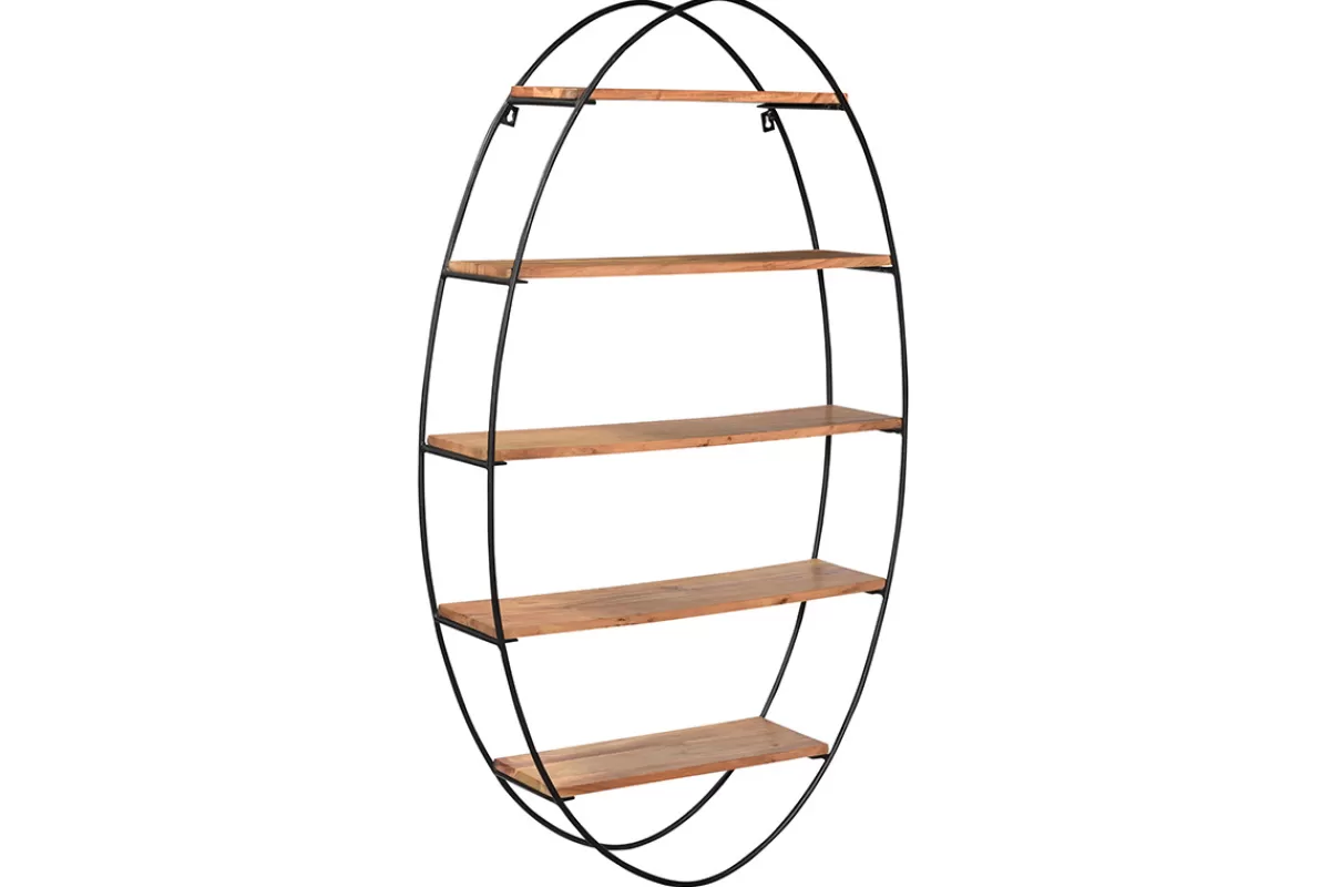 Miliboo Bibliotecas & Estanterías | Bibliotecas & Estanterías-Estantería de pared oval en acacia y metal A130 cm HANG