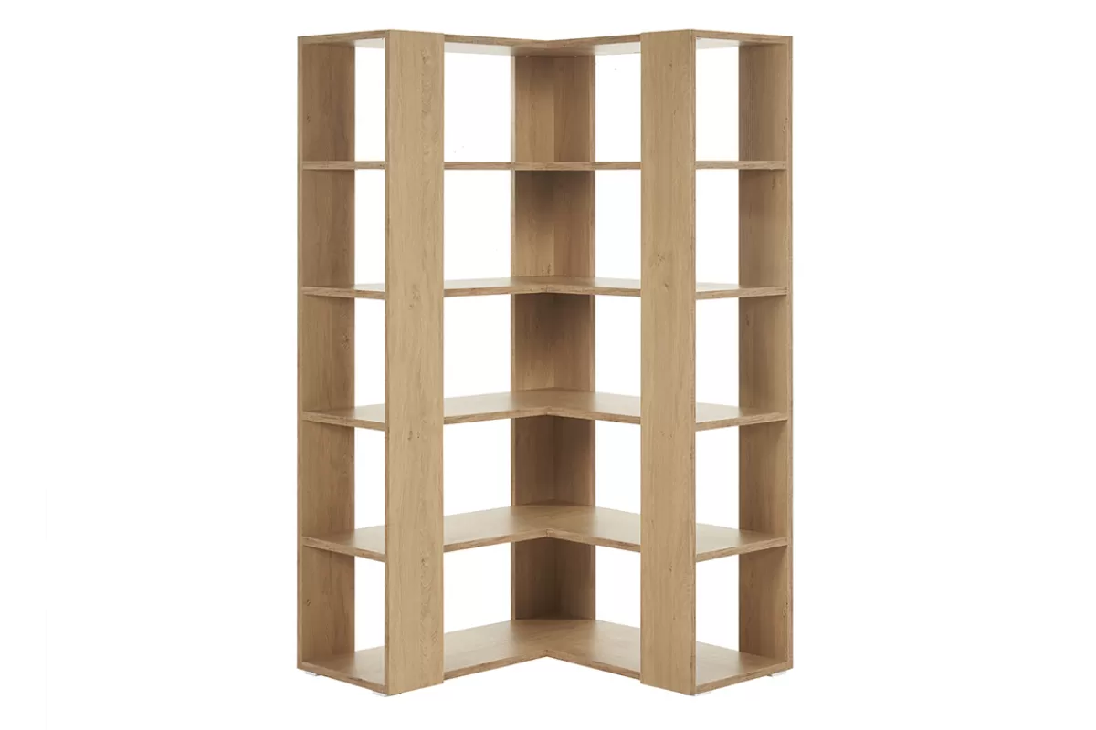 Miliboo Bibliotecas & Estanterías | Bibliotecas & Estanterías-Estantería esquinera con acabado de roble claro 95 cm MUSSO