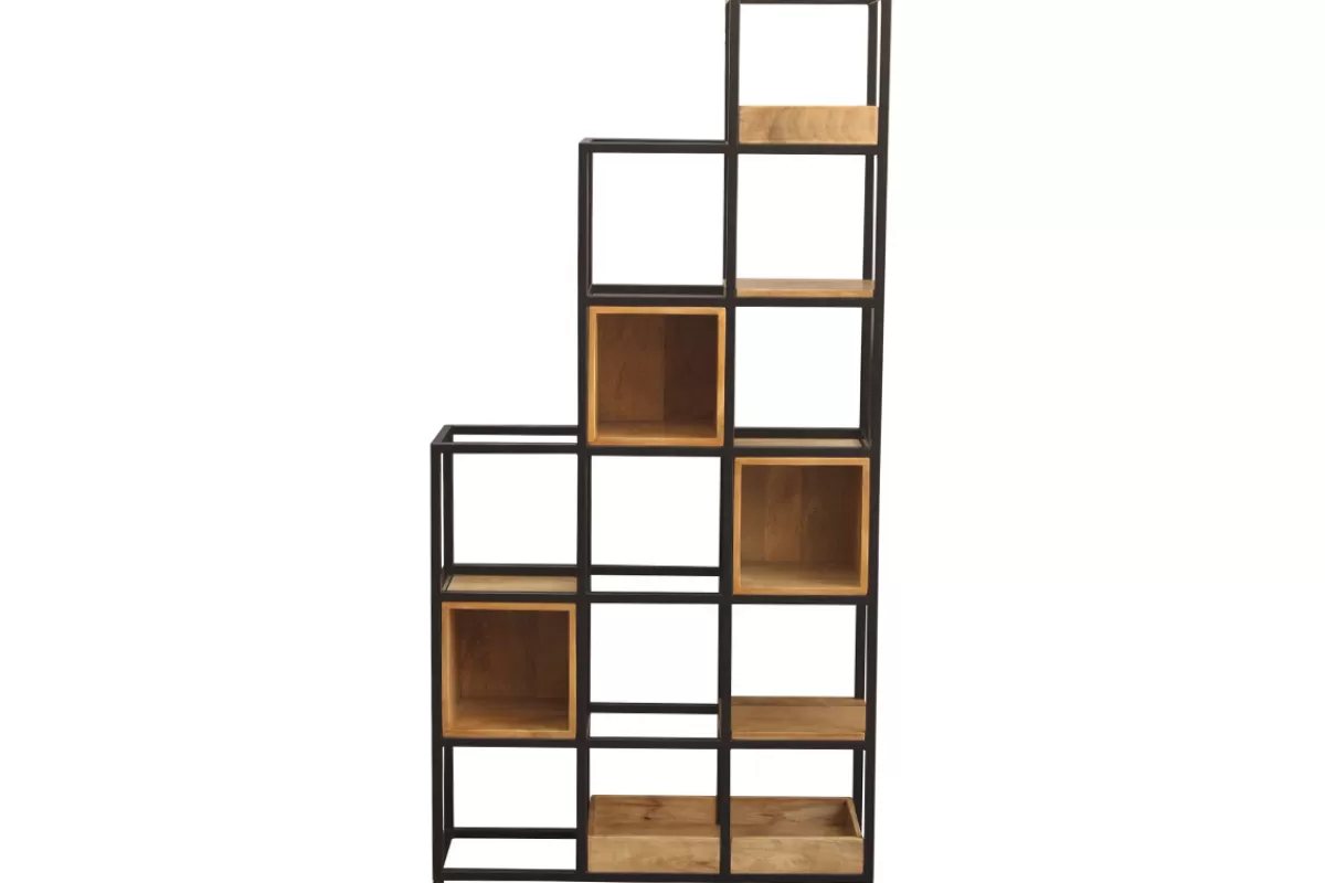 Miliboo Bibliotecas & Estanterías | Bibliotecas & Estanterías-Estantería separador de espacios en mango y metal negro A180 cm FINLEY