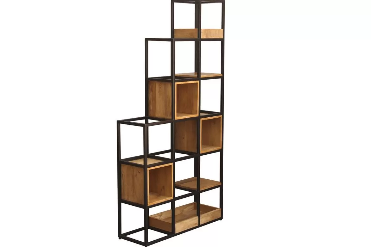 Miliboo Bibliotecas & Estanterías | Bibliotecas & Estanterías-Estantería separador de espacios en mango y metal negro A180 cm FINLEY