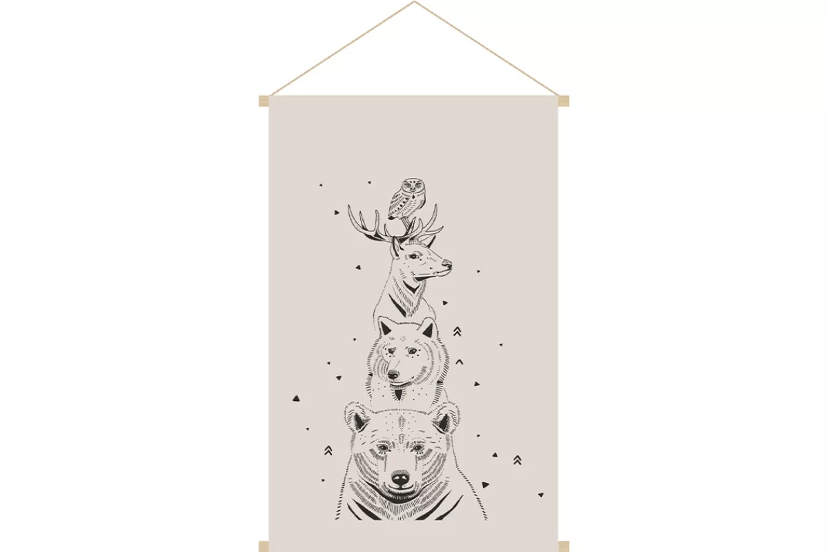 Miliboo Complementos & Decoración Niño-Kakemono con animalillos del bosque 40 x 60 cm BUDDY