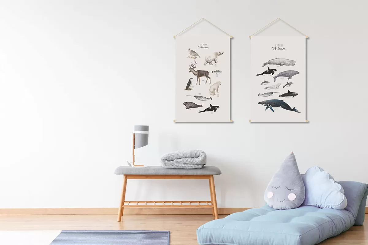 Miliboo Complementos & Decoración Niño-Kakemono infantil con ilustración de animales polares 40 x 60 cm POLAR