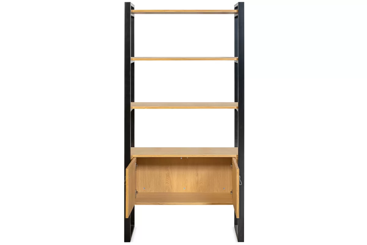 Miliboo Bibliotecas & Estanterías | Bibliotecas & Estanterías-Librería de roble claro y metal negro 195 cm OPAL