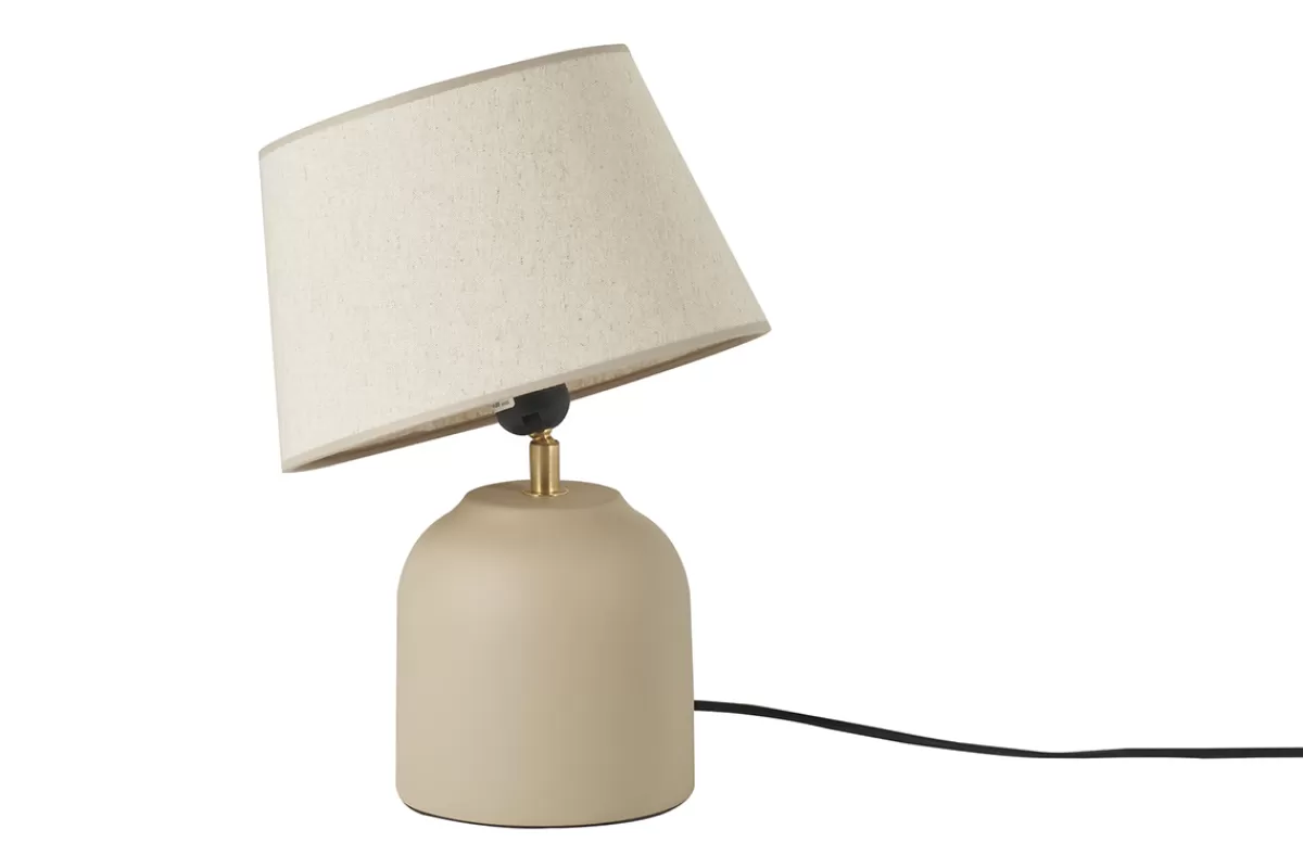Miliboo Iluminación-Lámpara de mesa de cerámica color topo mate con pantalla de lino 35 cm SIM