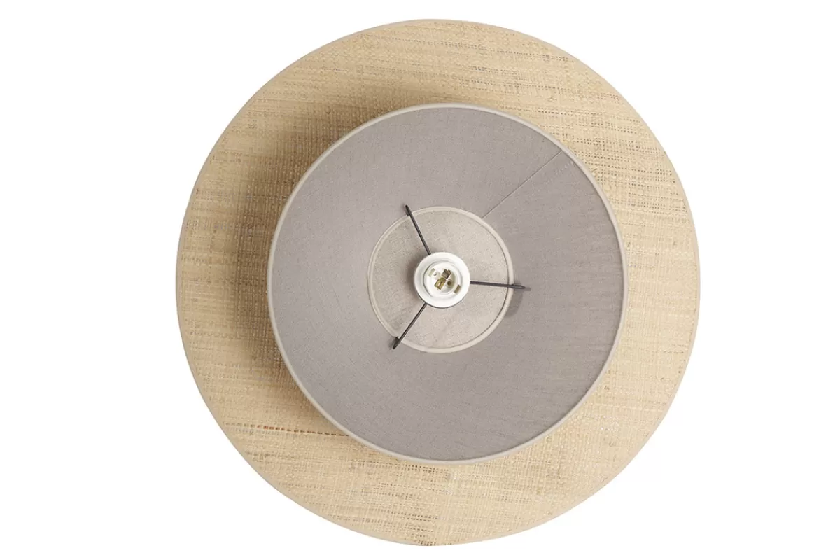 Miliboo Lámpara De Techo | Lámpara De Techo-Lámpara de techo de lino beige y rafia natural 55 cm AZAMI
