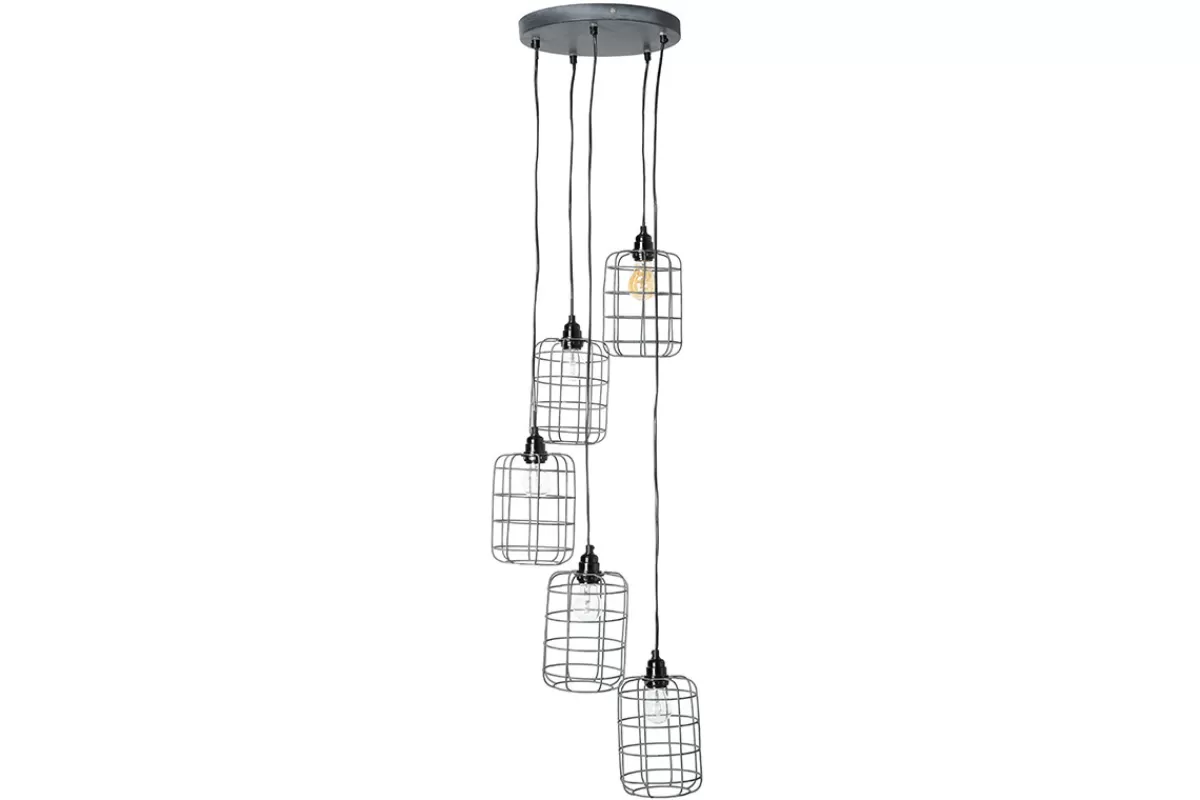 Miliboo Lámpara De Techo | Lámpara De Techo-Lámpara de techo industrial de metal gris LOFT con 5 lámparas multinivel